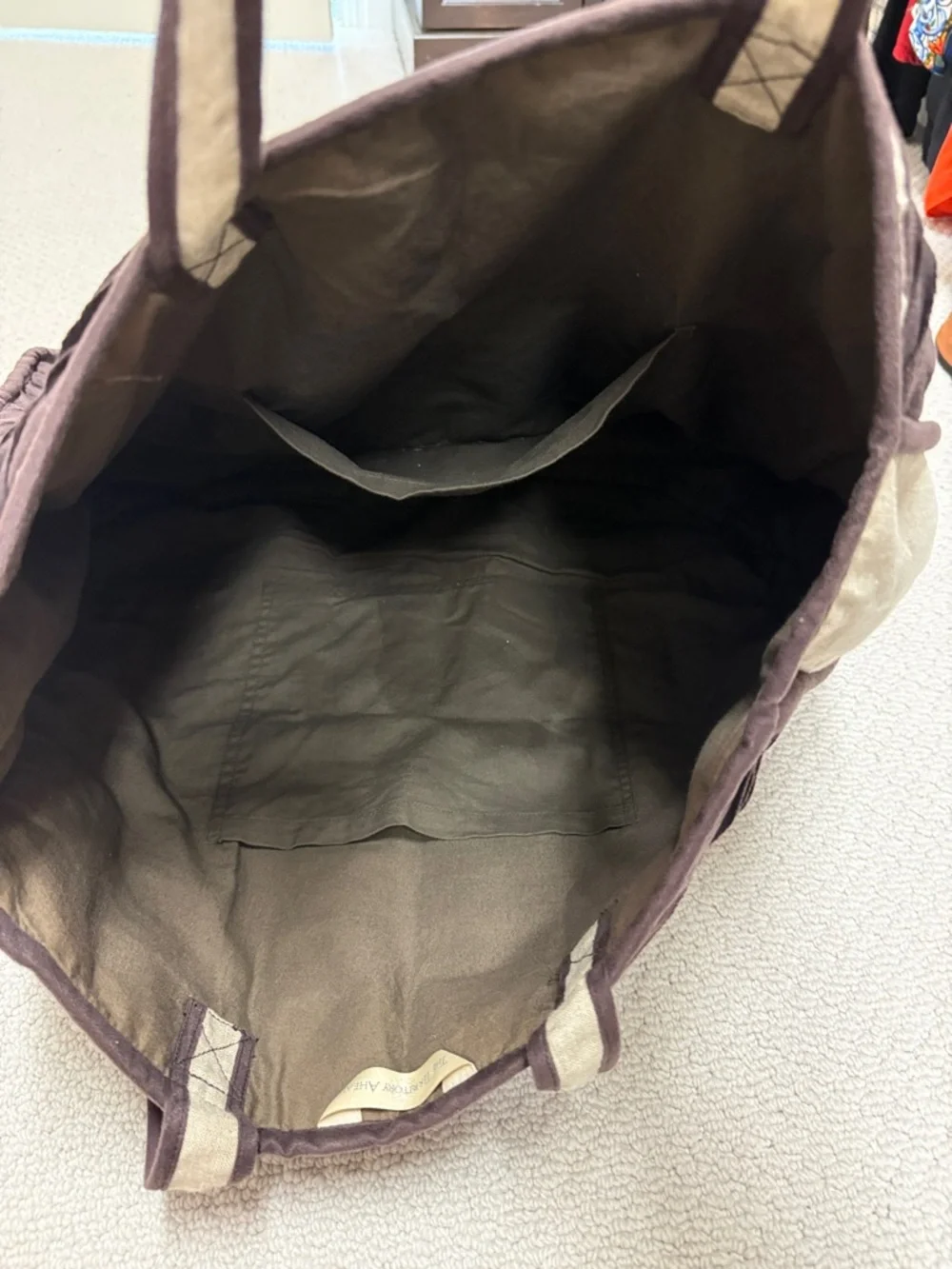 Women’s Brown and Cream Cutout Tote Bag - Picture 3 of 6